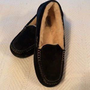 Ugg’s slippers, black suede